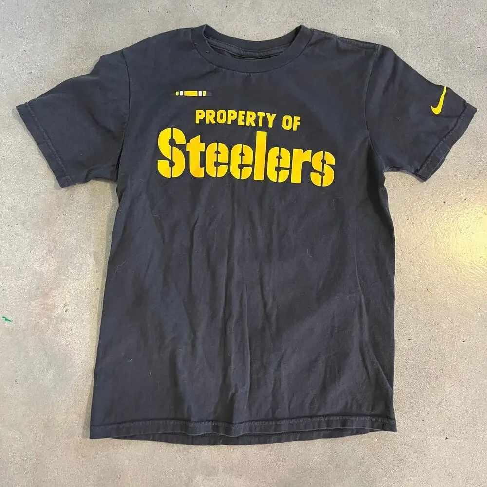 Nike NFL Pittsburg Steelers TJ Watt 90 football jersey black tee youth boys Med